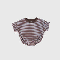 Terry T-Shirt Romper | Cola Stripe
