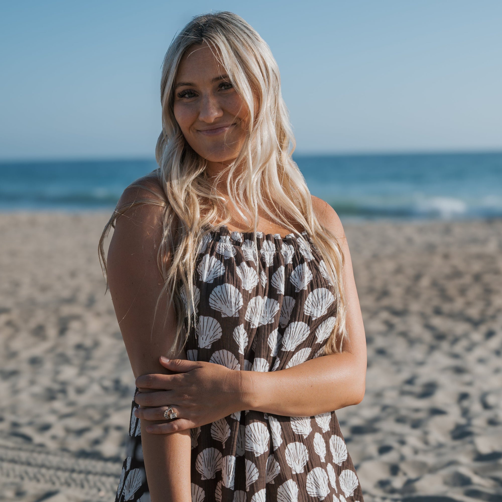 Women's Muslin Sleeveless Dress | Seashells