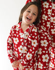 Girl's Bamboo Button Up Lounge Set | Cherry Blossoms