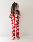 Girl's Bamboo Button Up Lounge Set | Cherry Blossoms