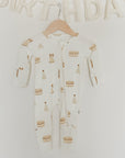 Bamboo Zip Pajamas | Birthday Girl forever french baby