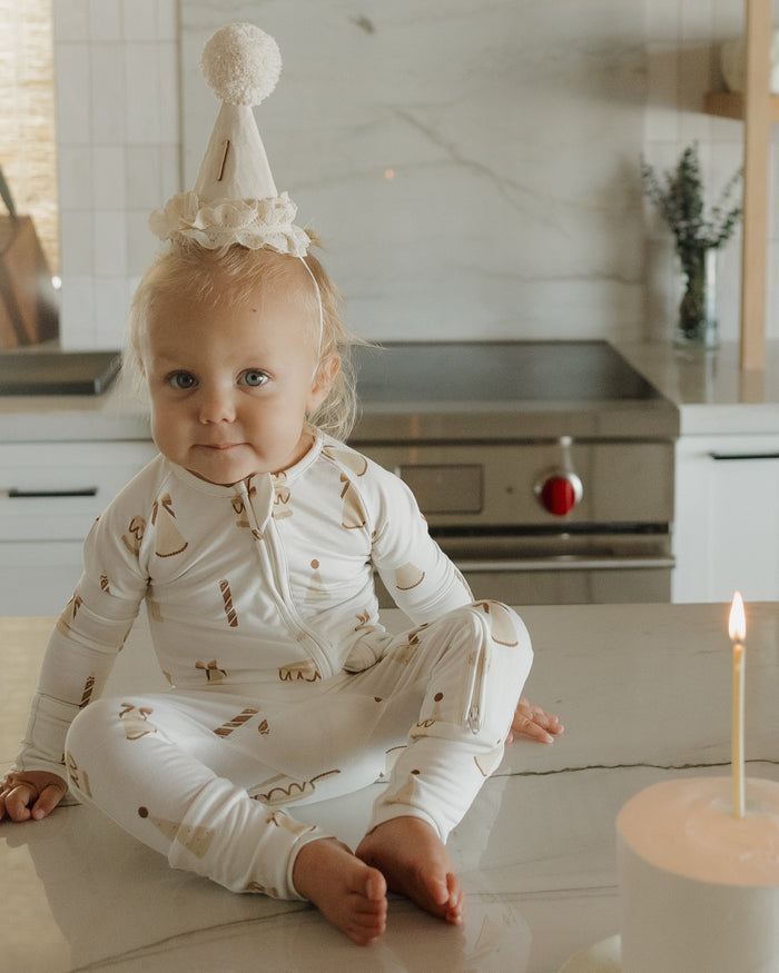 Bamboo Zip Pajamas | Birthday Girl forever french baby