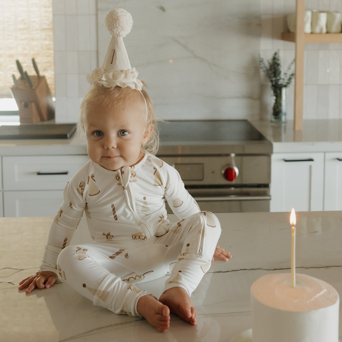 Bamboo Zip Pajamas | Birthday Girl forever french baby