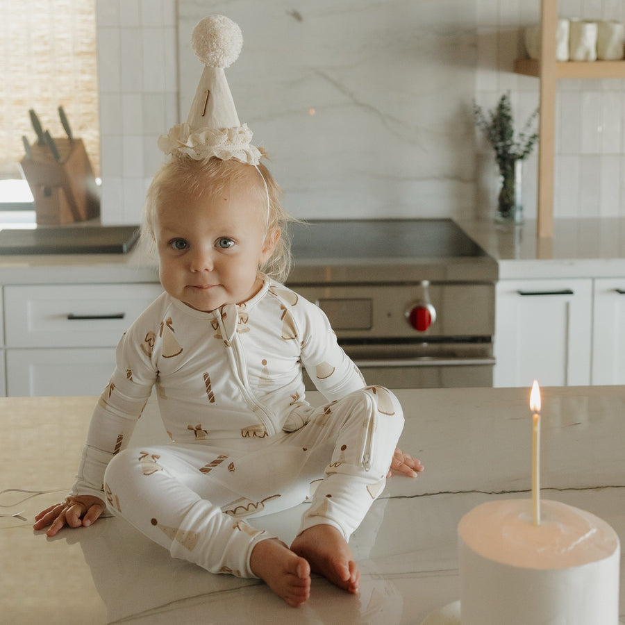 Bamboo Zip Pajamas | Birthday Girl forever french baby