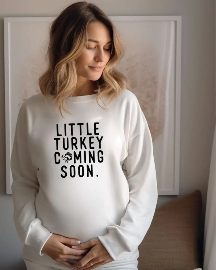 Little Turkey Coming Soon Pullover Saved by Grace Co.