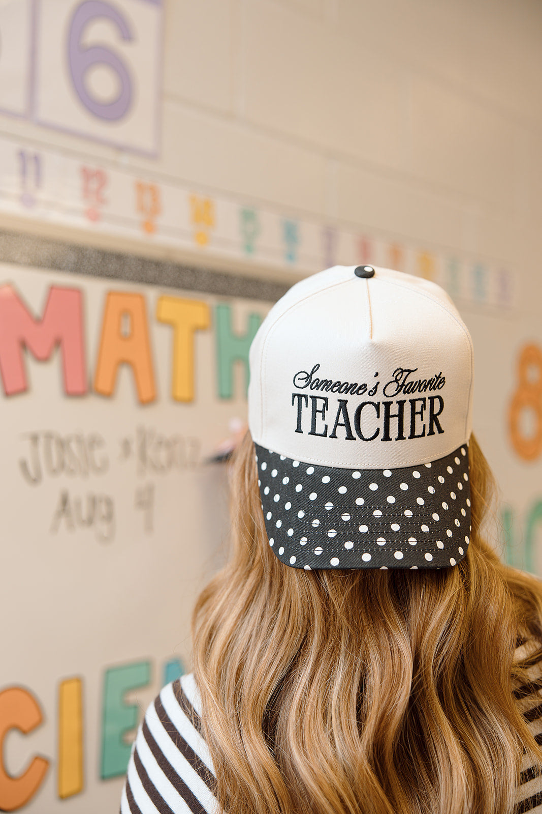 Someone's Favorite Teacher - Black Polka Dot Trucker Hat KenzKustomz
