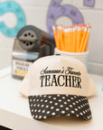 Someone's Favorite Teacher - Black Polka Dot Trucker Hat KenzKustomz