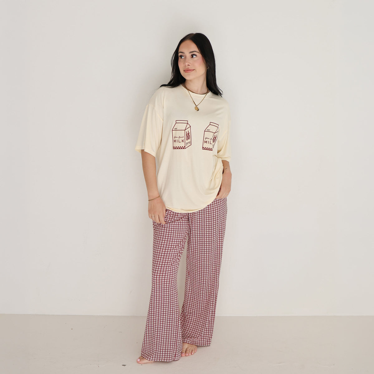 Short Sleeve Women's Bamboo Lounge Set | Milk &amp; Window Pane forever french baby