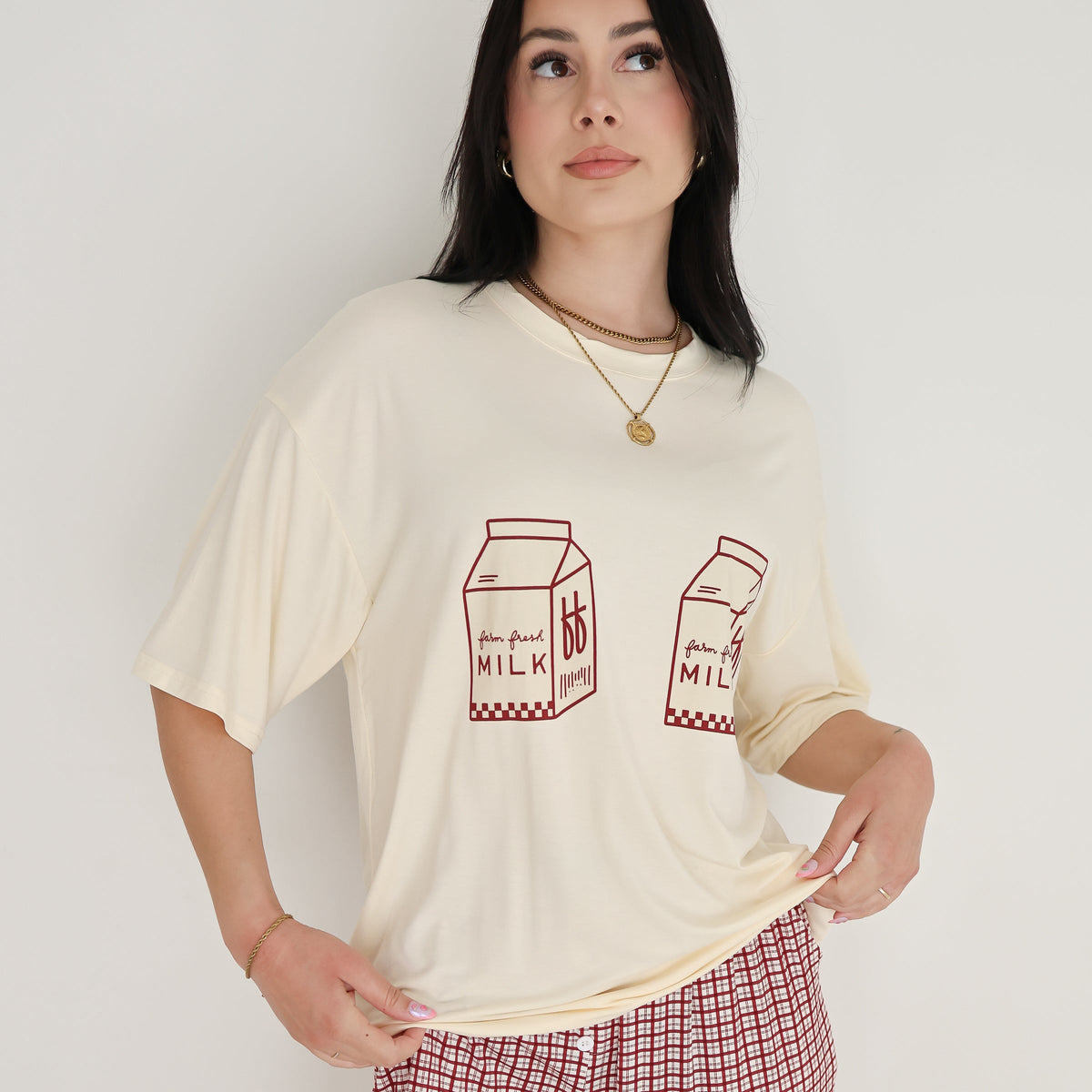 Short Sleeve Women's Bamboo Lounge Set | Milk &amp; Window Pane forever french baby