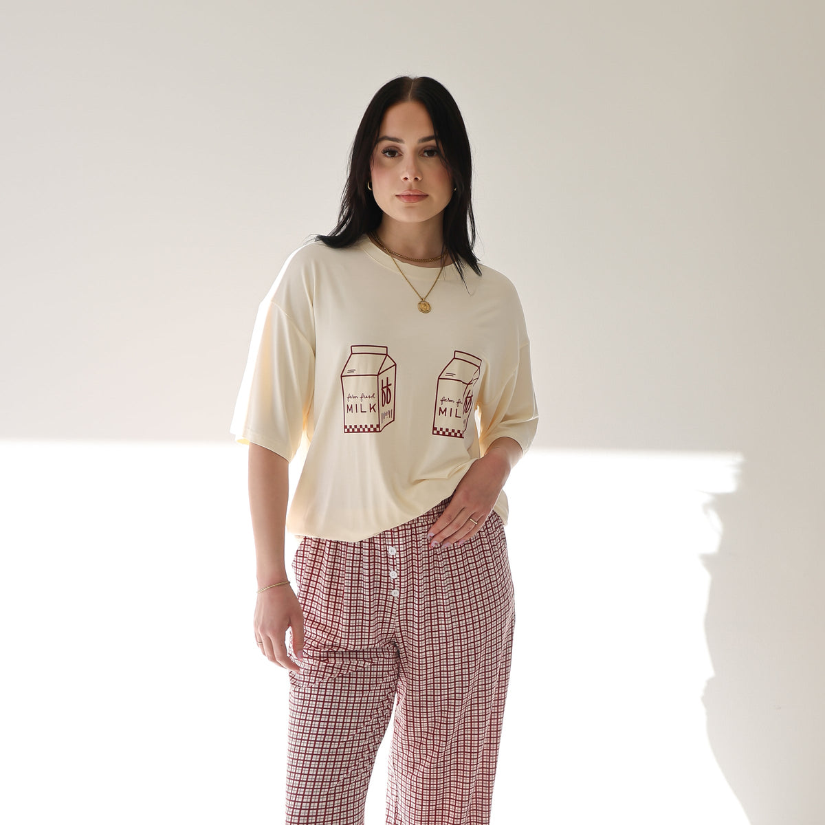 Short Sleeve Women's Bamboo Lounge Set | Milk &amp; Window Pane forever french baby