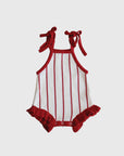 Knit Ruffle Romper | Picnic Pinstripe