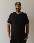 Men's Bamboo Short Sleeve Pajama | Ribbed Black