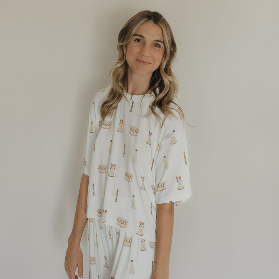 Women's Boxy Tee Lounge Set | Birthday Girl forever french baby