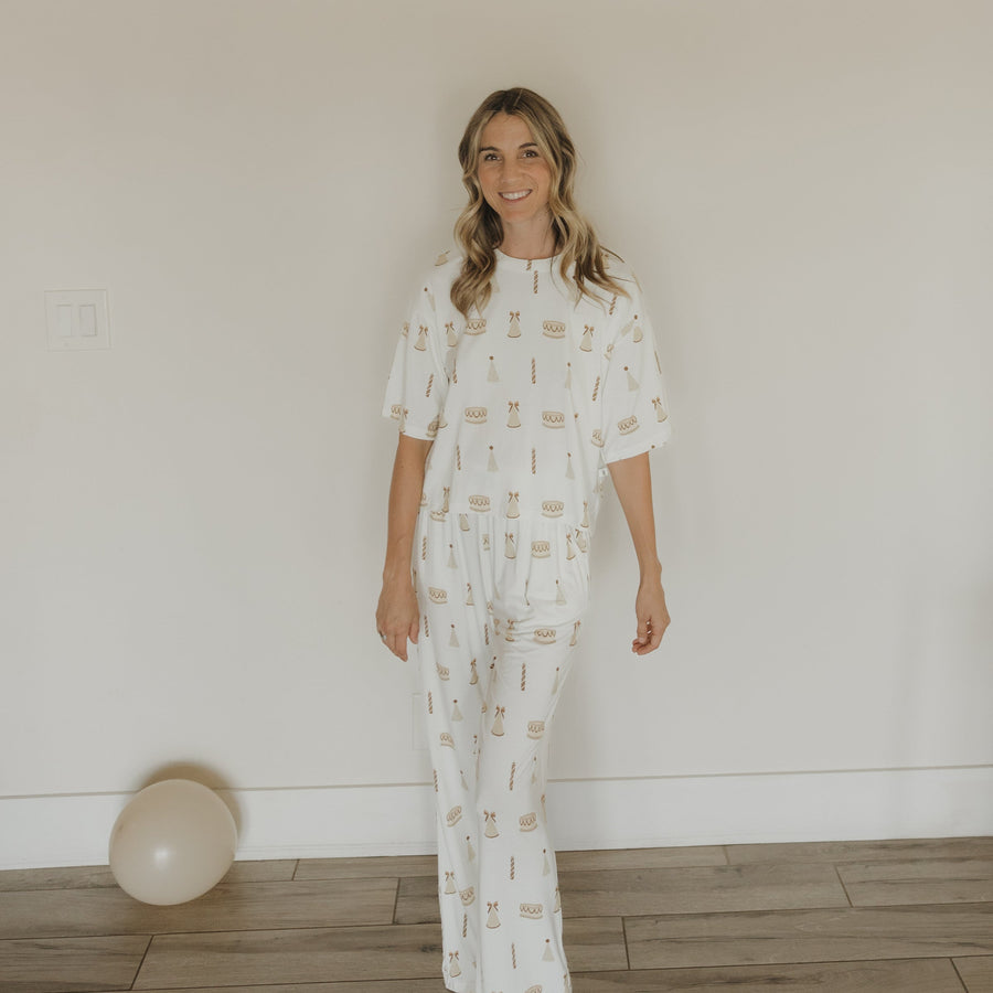 Women's Boxy Tee Lounge Set | Birthday Girl forever french baby