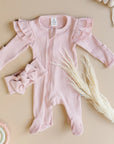 Organic Zip Footie Set | Pink