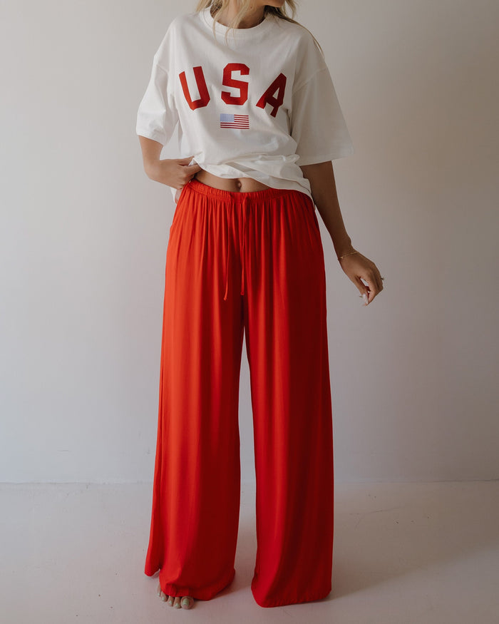 Women's Bamboo Wide Leg Pants | Cherry Red forever french baby