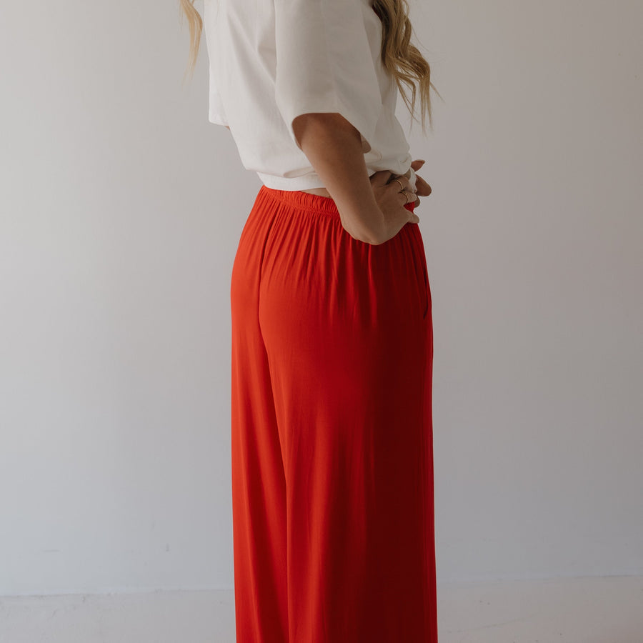 Women's Bamboo Wide Leg Pants | Cherry Red forever french baby