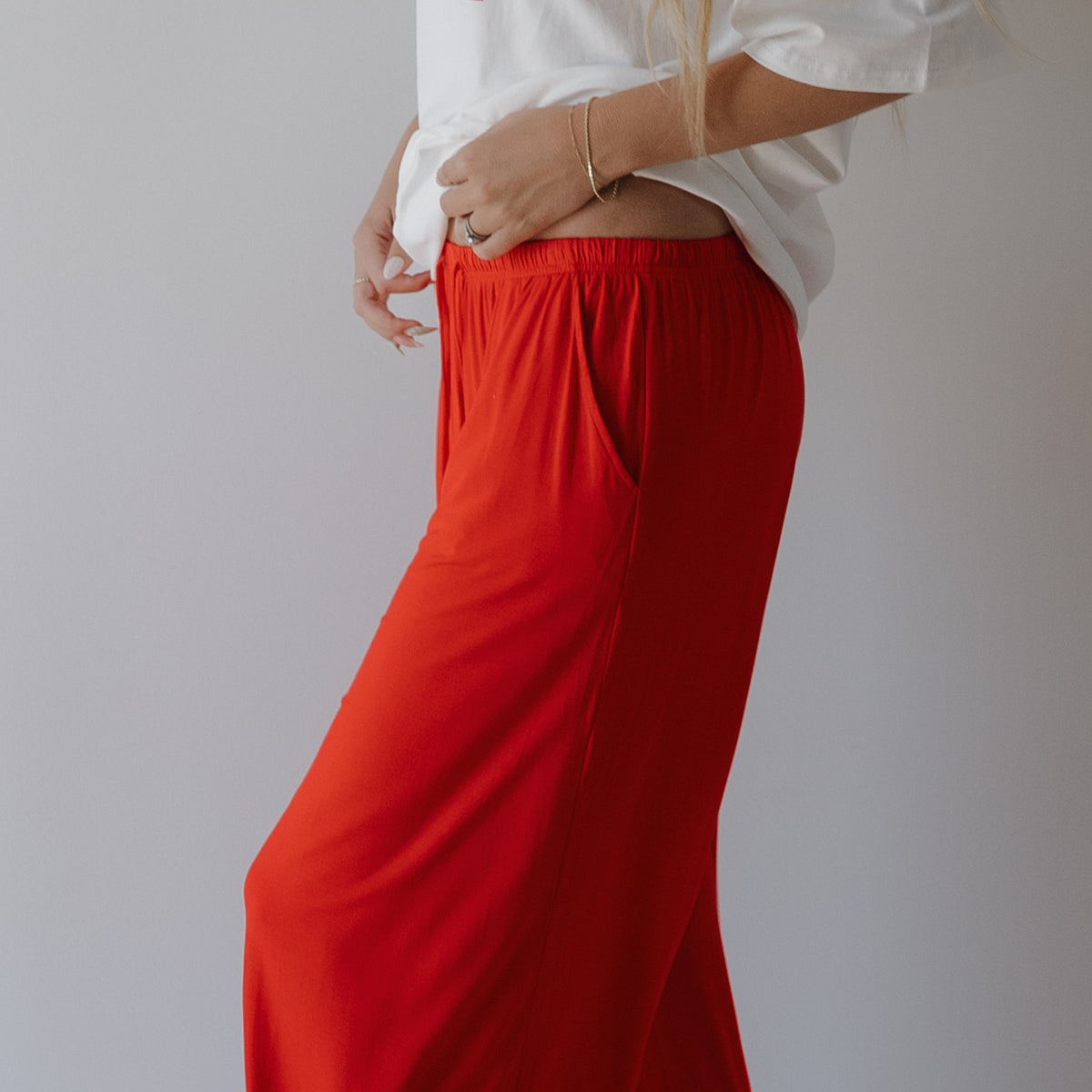 Women's Bamboo Wide Leg Pants | Cherry Red forever french baby