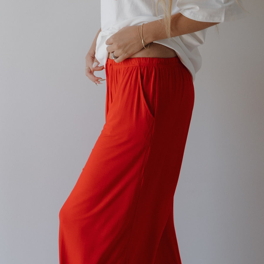 Women's Bamboo Wide Leg Pants | Cherry Red forever french baby
