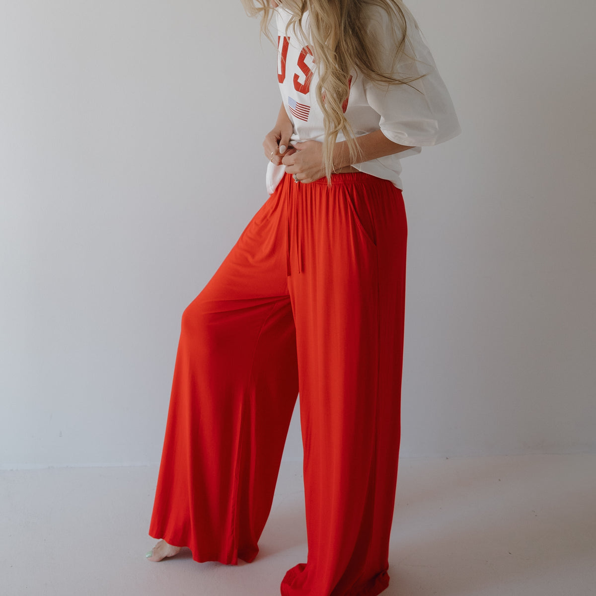 Women's Bamboo Wide Leg Pants | Cherry Red forever french baby