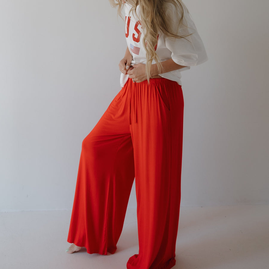 Women's Bamboo Wide Leg Pants | Cherry Red forever french baby