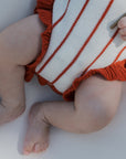 Knit Ruffle Romper | Picnic Pinstripe