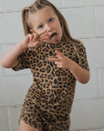 Girl's Bamboo Short Set | Leopard