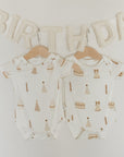 Short Sleeve Bamboo Snapsuit | Birthday Girl forever french baby