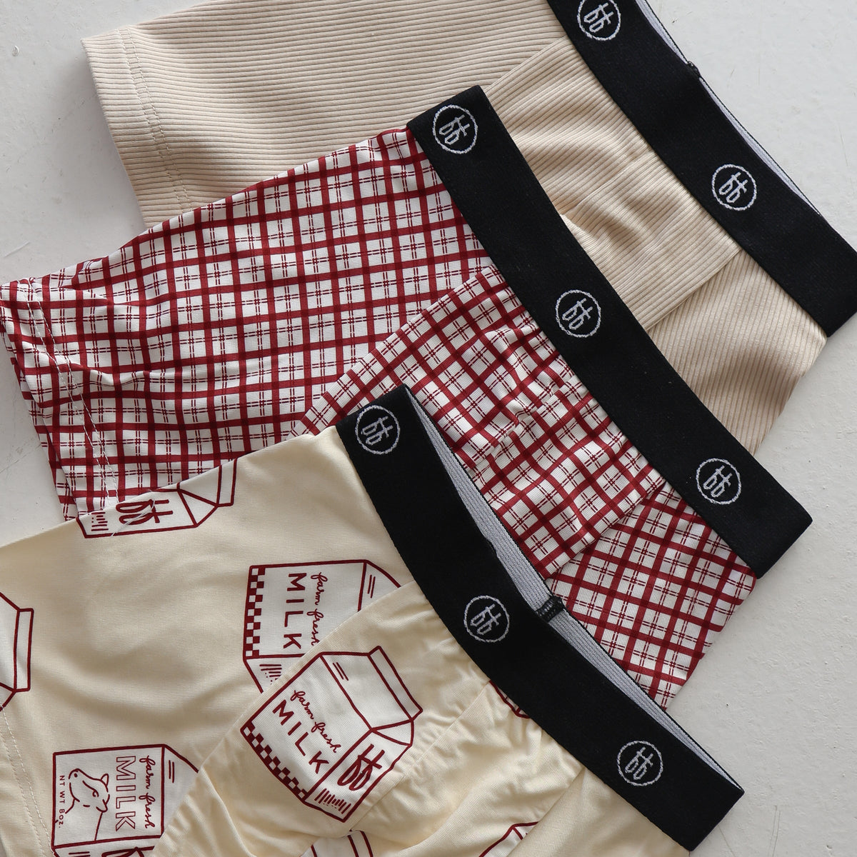 Bamboo Boxers (3 Pack) | Window Pane, Milk &amp; Ribbed Cream forever french baby