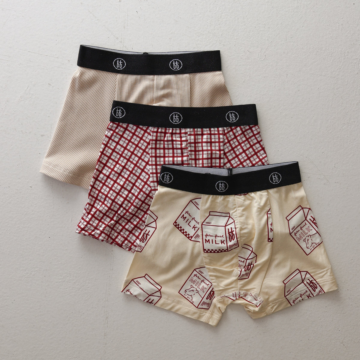 Bamboo Boxers (3 Pack) | Window Pane, Milk &amp; Ribbed Cream forever french baby