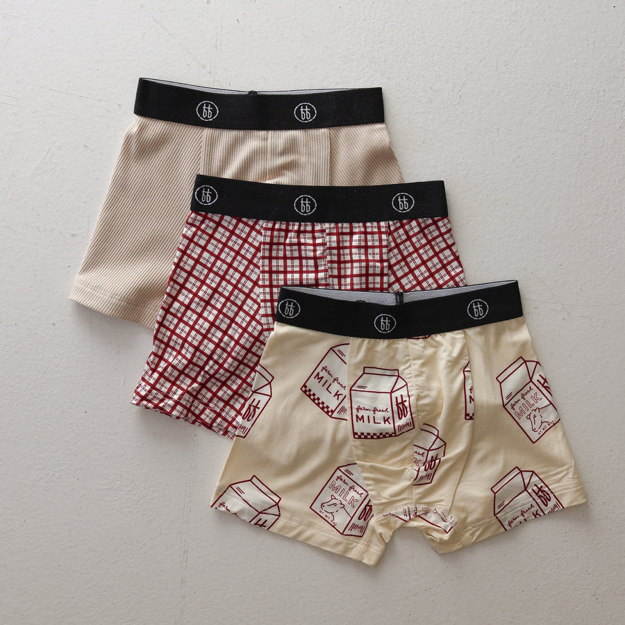 Bamboo Boxers (3 Pack) | Window Pane, Milk & Ribbed Cream forever french baby