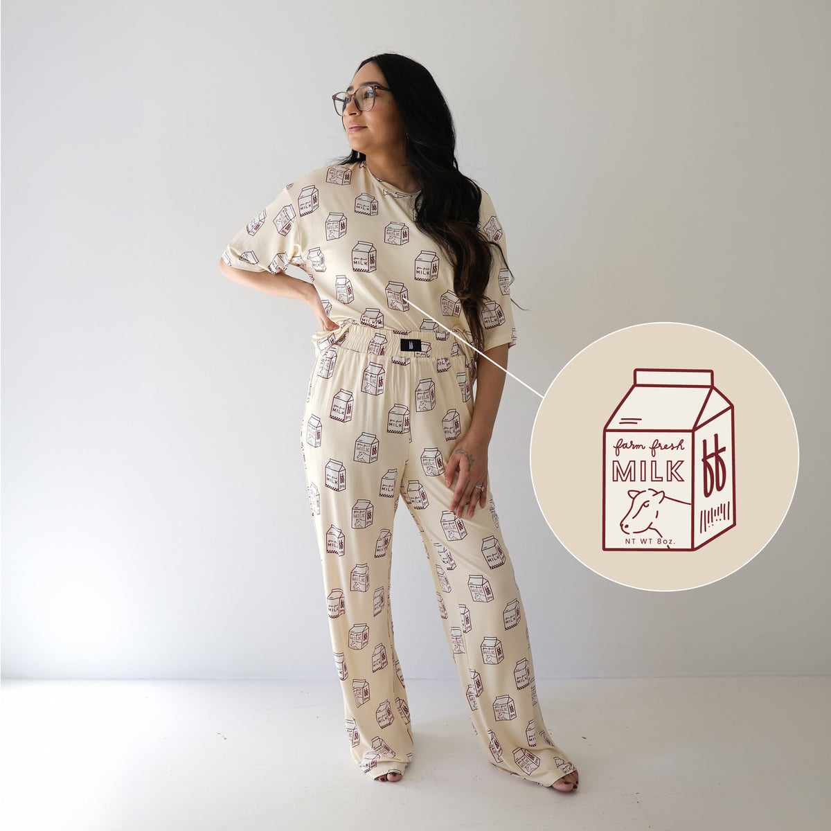 Women's Boxy Tee Lounge Set | Milk forever french baby