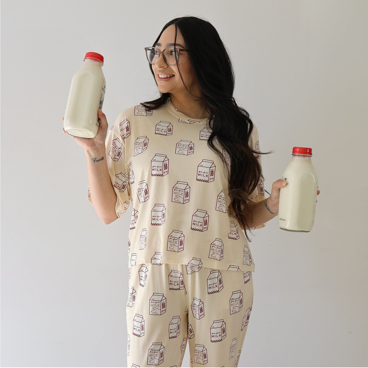Women's Boxy Tee Lounge Set | Milk forever french baby