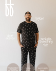 Men's Bamboo Short Sleeve Pajama | Midnight Lightning Bolt