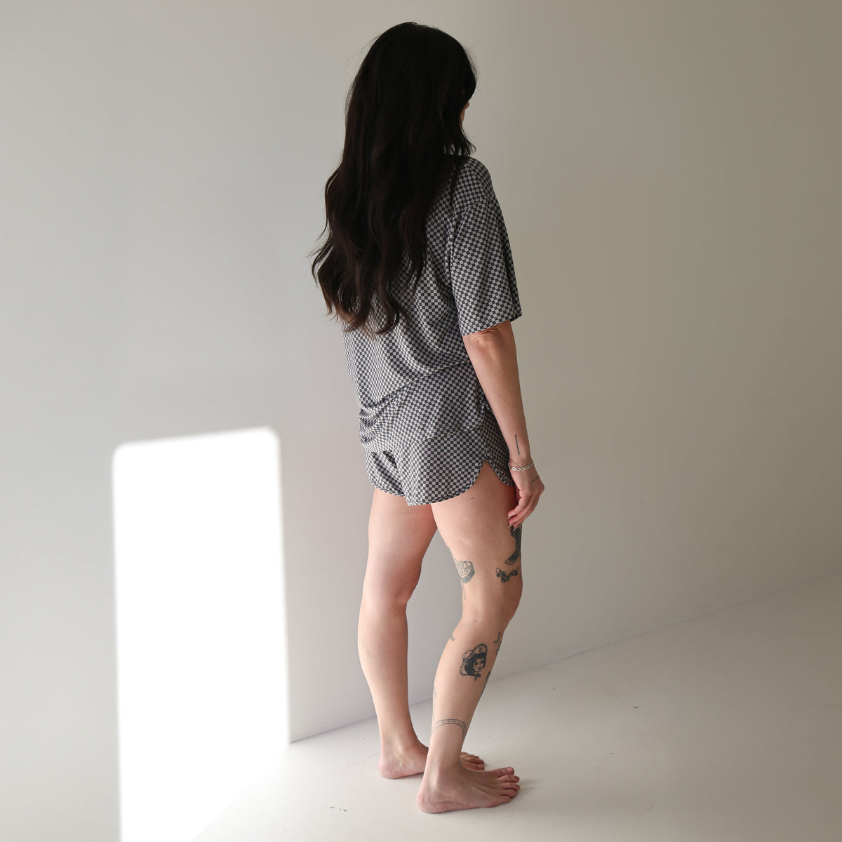 Women's Bamboo Short Set | Street Micro Check forever french baby