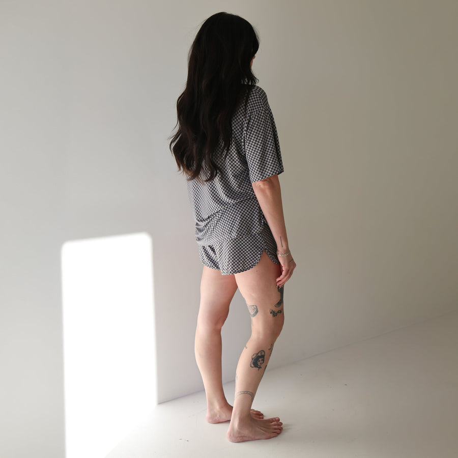 Women's Bamboo Short Set | Street Micro Check forever french baby