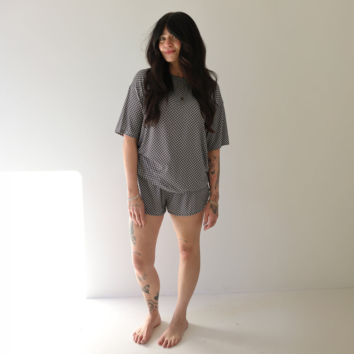 Women's Bamboo Short Set | Street Micro Check forever french baby