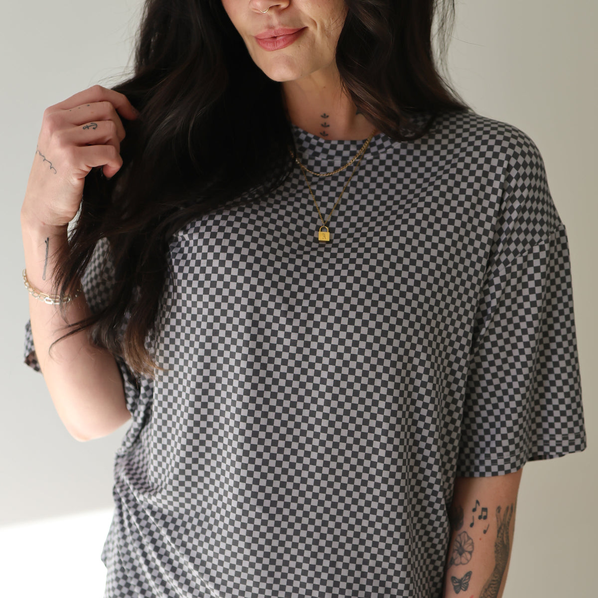 Women's Bamboo Short Set | Street Micro Check forever french baby
