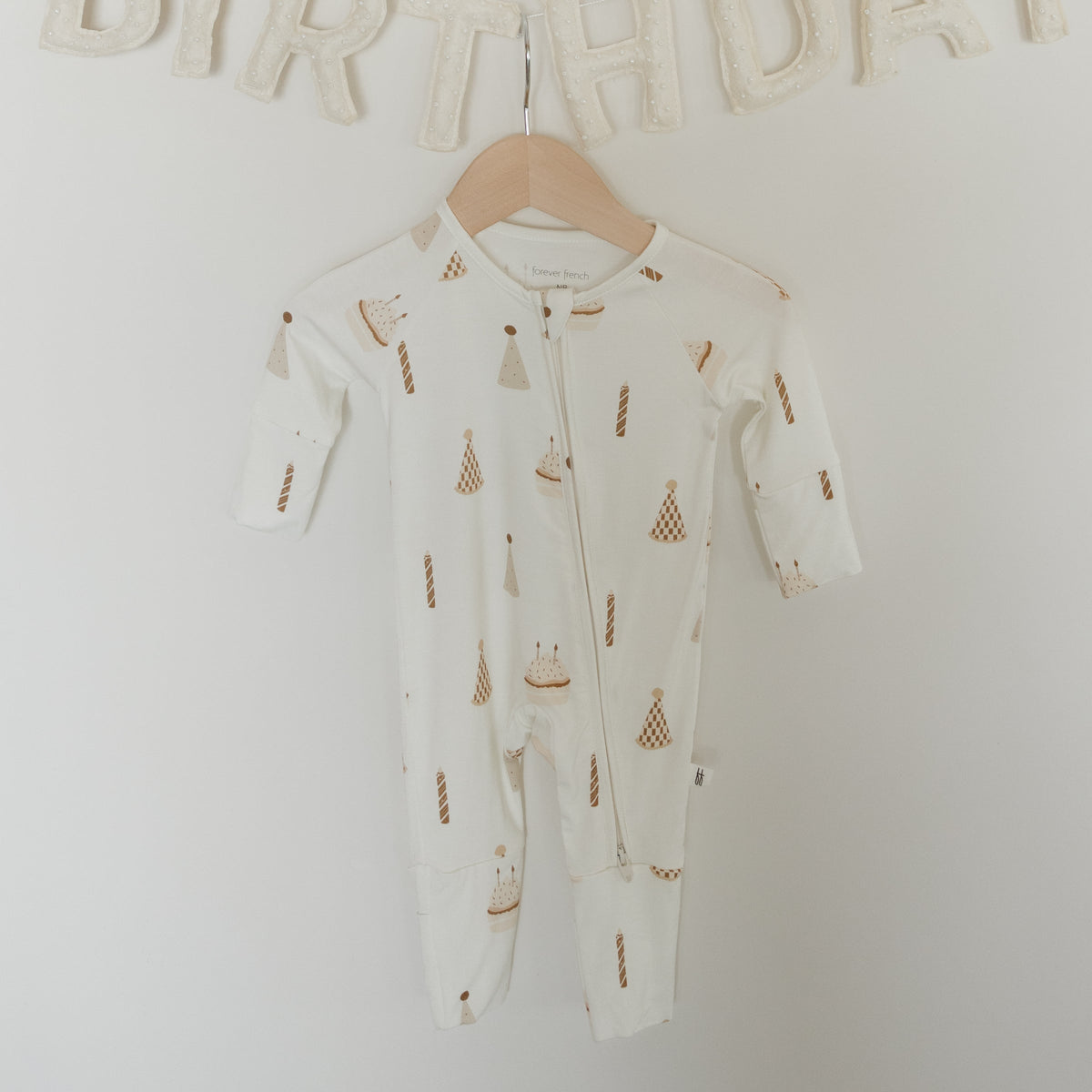 Bamboo Zip Pajamas | Birthday Boy forever french baby