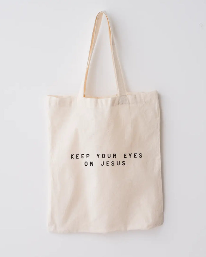Keep Your Eyes On Jesus Market Tote Saved by Grace Co.