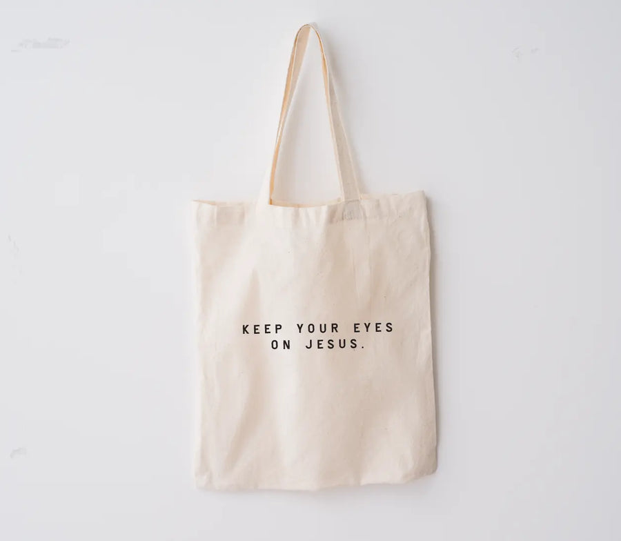 Keep Your Eyes On Jesus Market Tote Saved by Grace Co.
