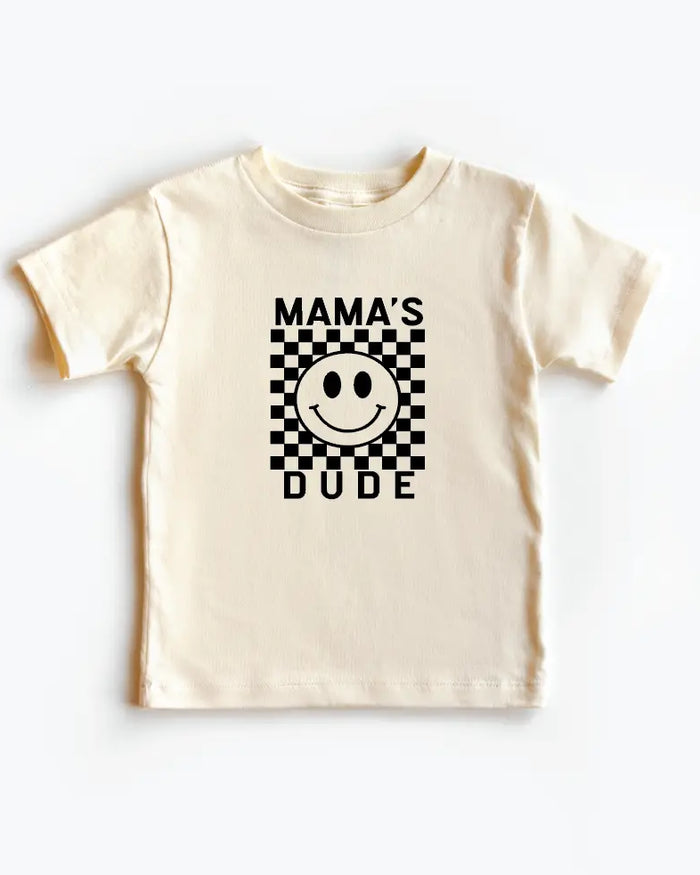 Mama's Dude Checkered Tee - Natural Saved by Grace Co.