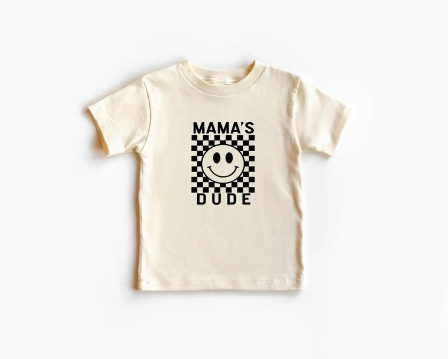 Mama's Dude Checkered Tee - Natural Saved by Grace Co.