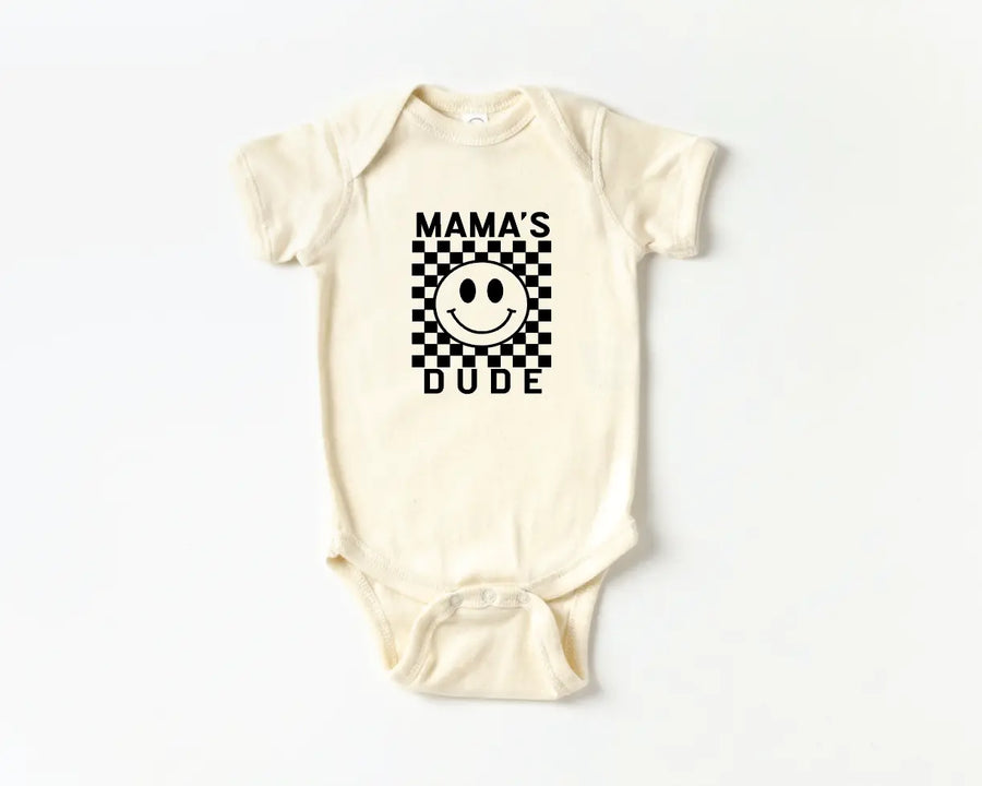 Mama's Dude Checkered Onesie Saved by Grace Co.