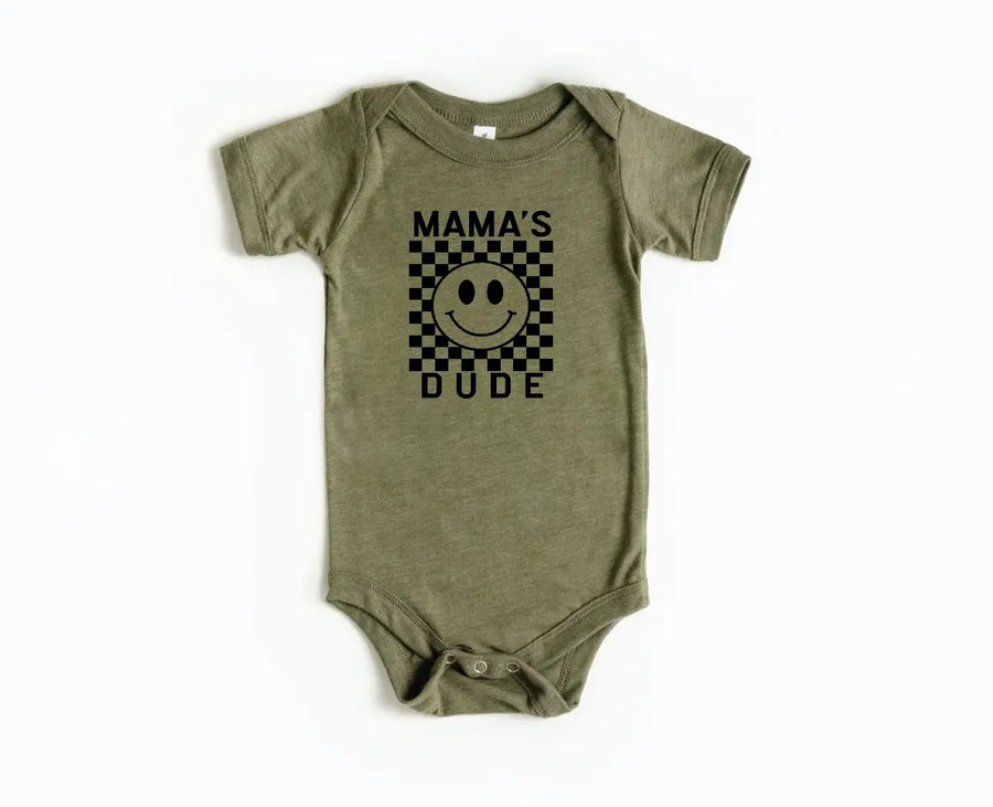Mama's Dude Checkered Onesie Saved by Grace Co.