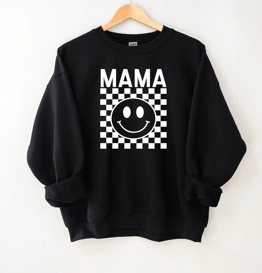 Mama Checkered Sweatshirt Saved by Grace Co.