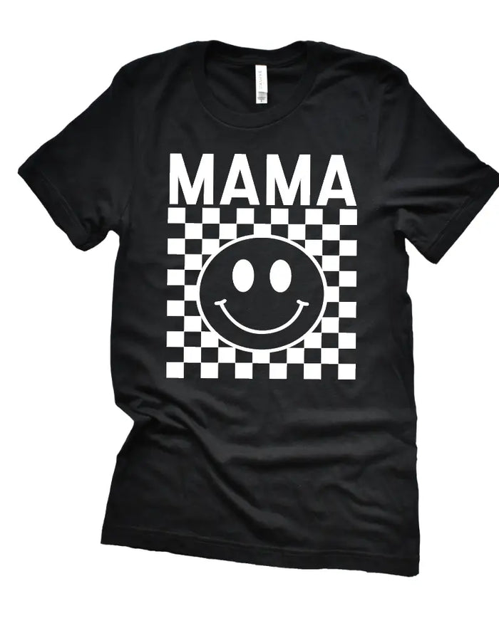 Mama Checkered Smiley Tee Saved by Grace Co.