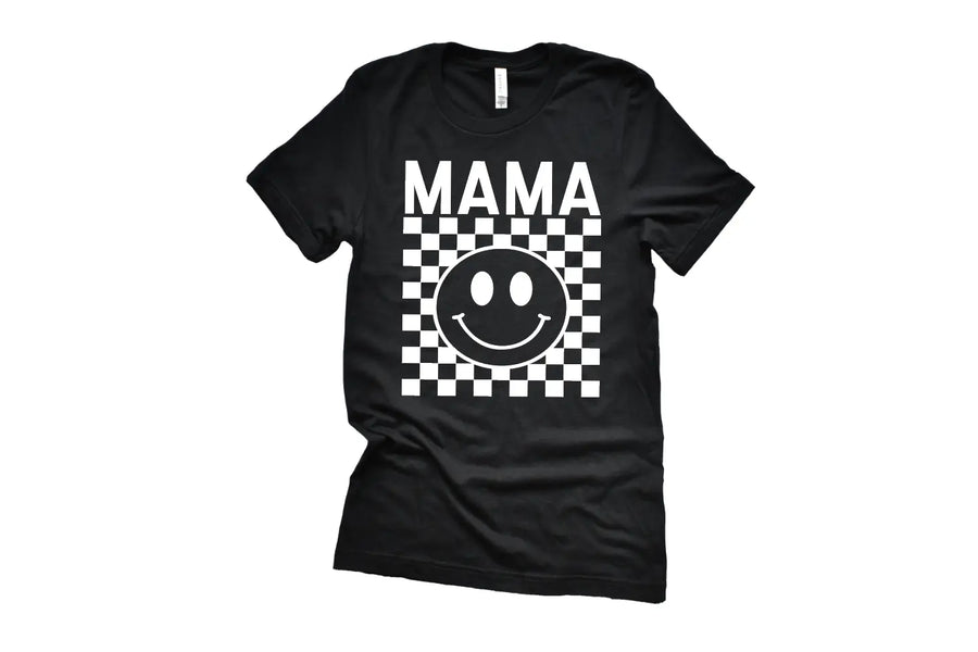 Mama Checkered Smiley Tee Saved by Grace Co.