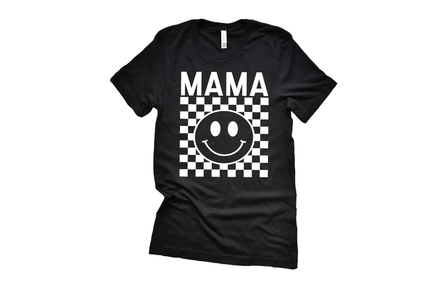 Mama Checkered Smiley Tee