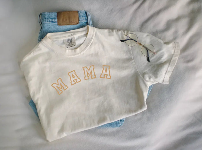 Mama Varsity Neutral Tee Saved by Grace Co.